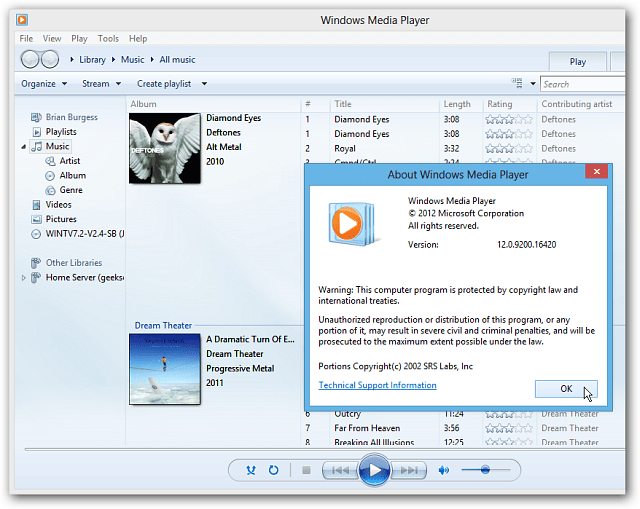 Kus on Windows Media Player Windows 8-s?