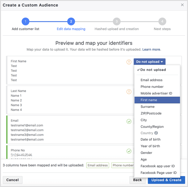 Facebooki kliendifailide näitajad