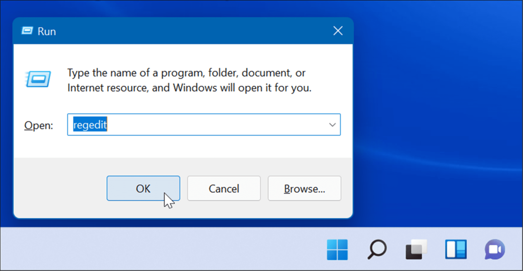 regedit Käivitage Windows 11