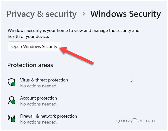 Käivitage Windowsi turvalisus operatsioonisüsteemis Windows 11