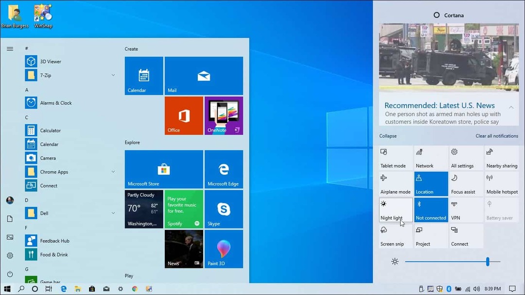 Täielik kerge teema Windows 10 1903 mai 2019 värskendus