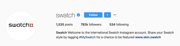 Swatch palub kasutajatel oma postitused sildiga #MySwatch märgistada, et neid saaks oma Instagrami kontol esile tõsta.