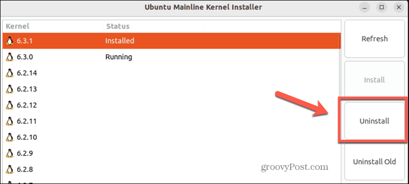 ubuntu desinstalli kernel põhiliinist