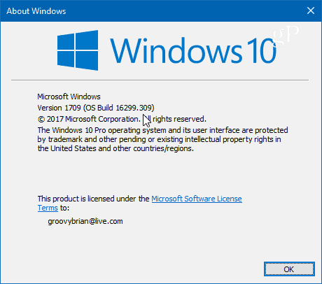 Windows 10 ehitamine 16299-309