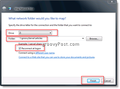 Kaardistage Windows Exploreris võrgukettad Windows Vista ja Server 2008 kaudu