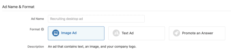 Quora reklaamikampaania reklaami nimi ja vorming