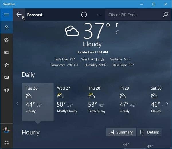Windows 10 ilmarakenduse prognoos