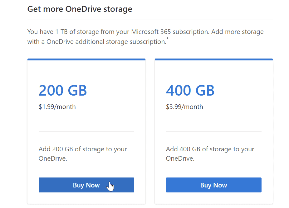 hankige rohkem OneDrive'i salvestusruumi