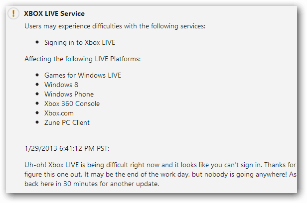 Xbox Live'i teenuse värskendus