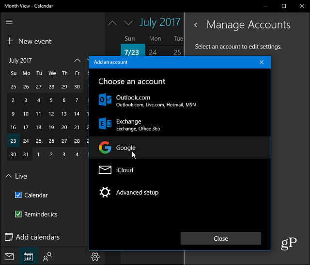 Hallake oma Google'i kalendrit Cortana abil Windows 10-s