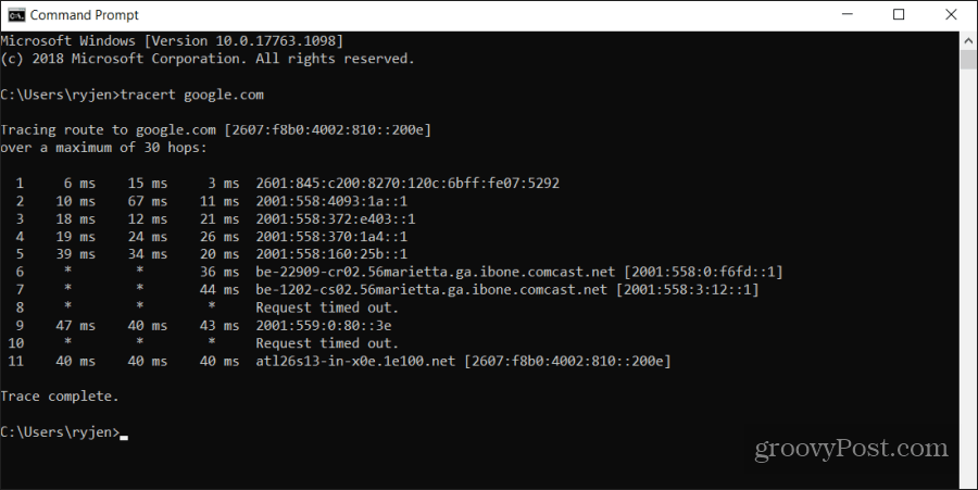 tracert näide