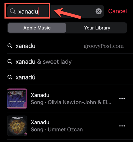 Apple muusika otsingupäring