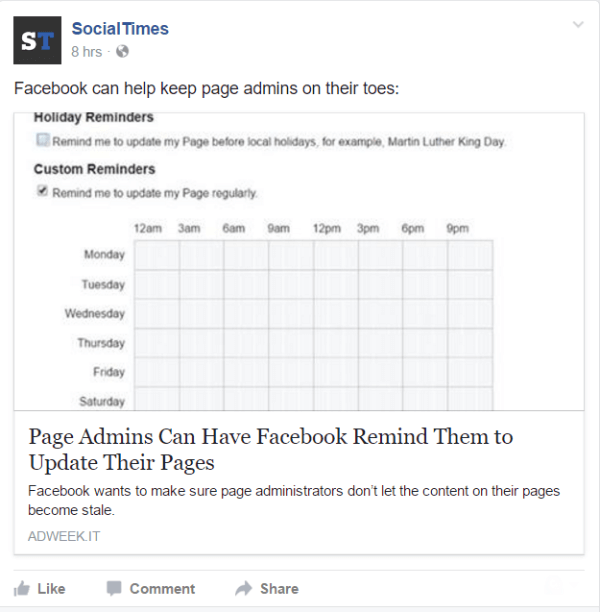 Facebook lisab lehe administraatoritele meeldetuletuste määramise võimaluse.