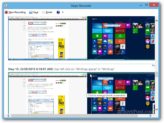 Arvutiprobleemide tõrkeotsinguks kasutage Windows 8.1 operatsioonisüsteemi Steps Recorder