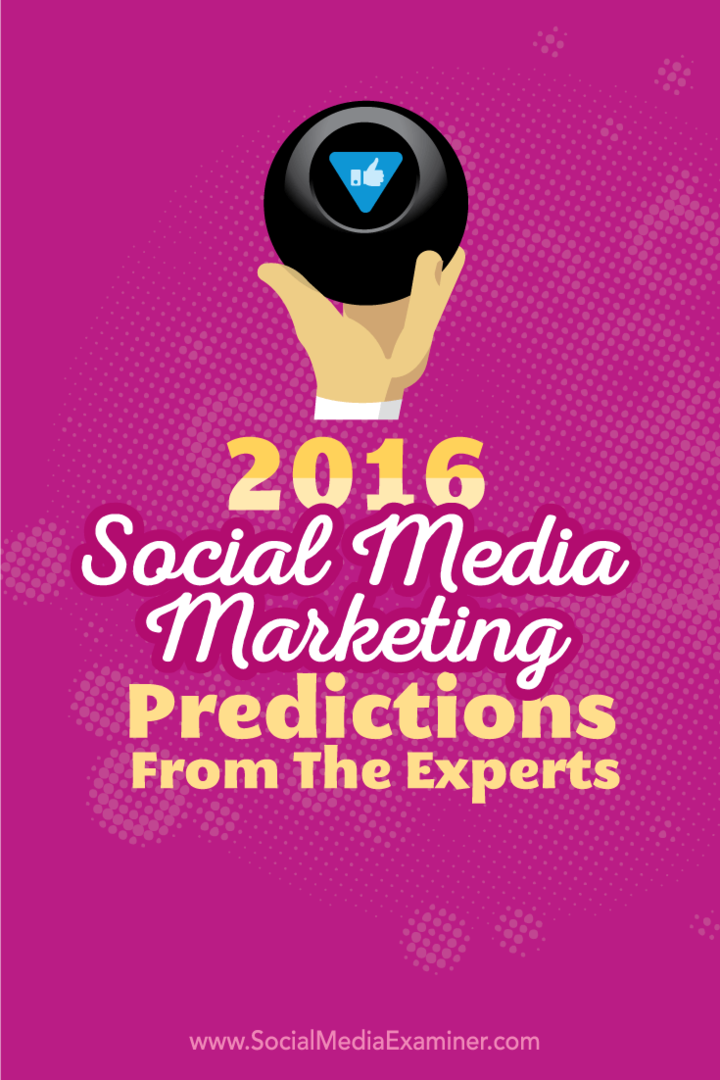2016. aasta sotsiaalmeedia turunduse ennustused ekspertidelt: sotsiaalmeedia eksamineerija