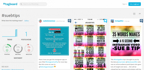 Kasutage Tagboardi Instagrami ainulaadsete räsimärkide esitamiseks ja nende kontrollimiseks. 