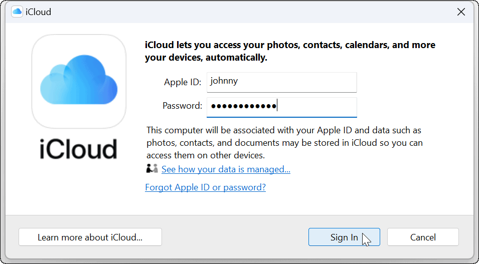 Ühendage Apple iCloud rakendusega Windows 11 Photos