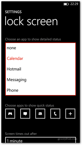 Windows Phone 8 kohandab lukustuskuva rakenduse üksikasjalikku olekut