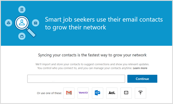 LinkedIini tööriist e-posti kontaktide sünkroonimiseks teie LinkedIni kontoga