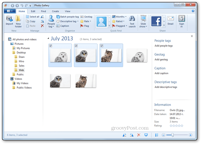 Mitme foto suuruse muutmine Windows Live'i fotogalerii abil