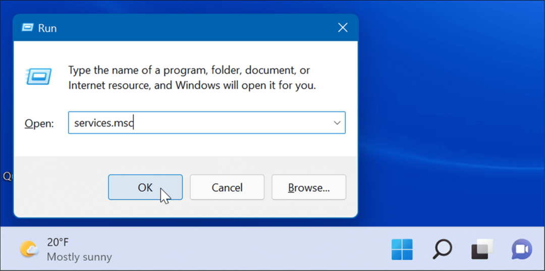services-msc käivitage Windows 11