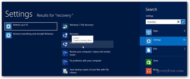 Kuidas luua Windows 8 taastamise välkmälu