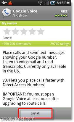 Mobiili Android Market installige Google Voice