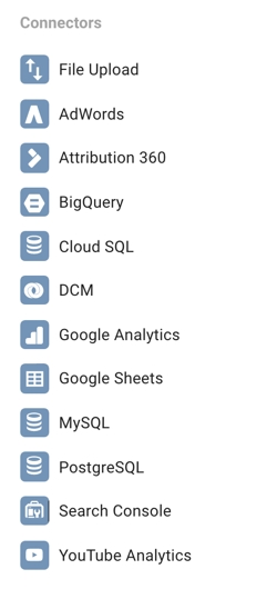 Google Data Studio võimaldab teil luua ühenduse paljude erinevate andmeallikatega.