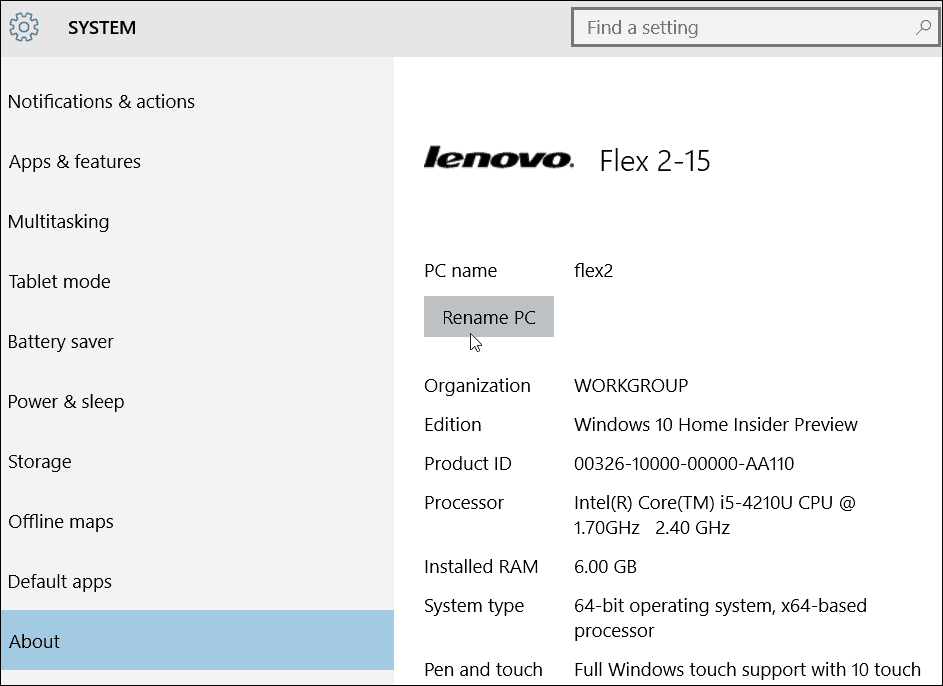 Lenovo ümbernimetamine