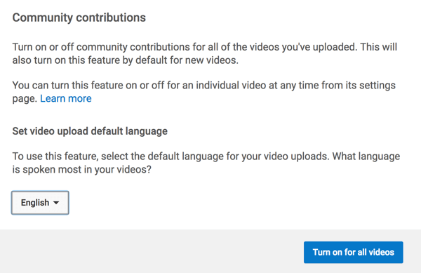 Lülitage sisse funktsioon, mis võimaldab YouTube'i kogukonnal teie jaoks subtiitreid tõlkida.