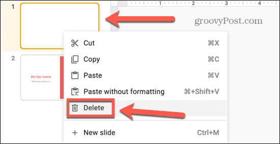 google slides kustuta slidev