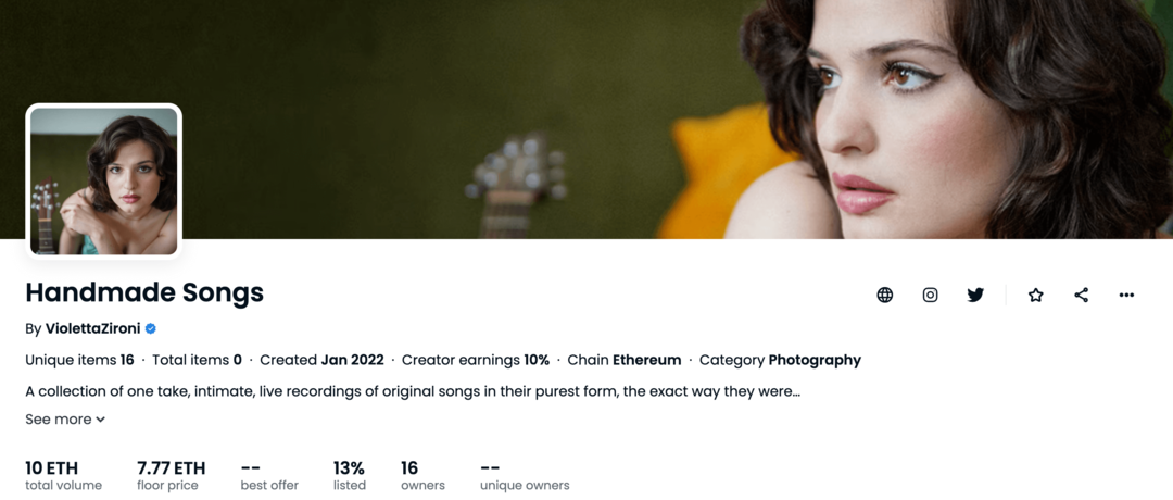 Muusika ja NFT-d: Violetta Zironi: Sotsiaalmeedia uurija käivitamisstrateegia