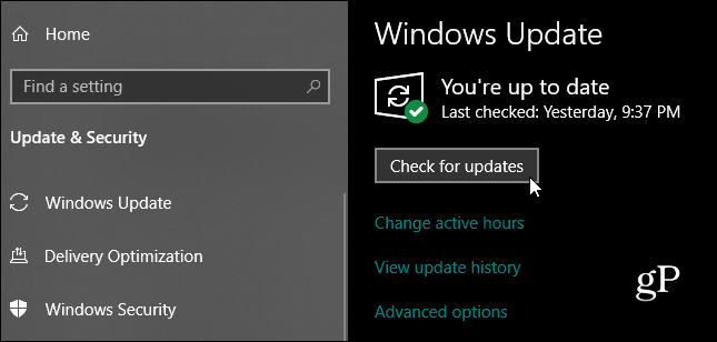 Windows 10 kontrollige värskenduste olemasolu