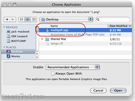 Kombineerige PDF-id, kasutades Mac OS X-is Automatorit