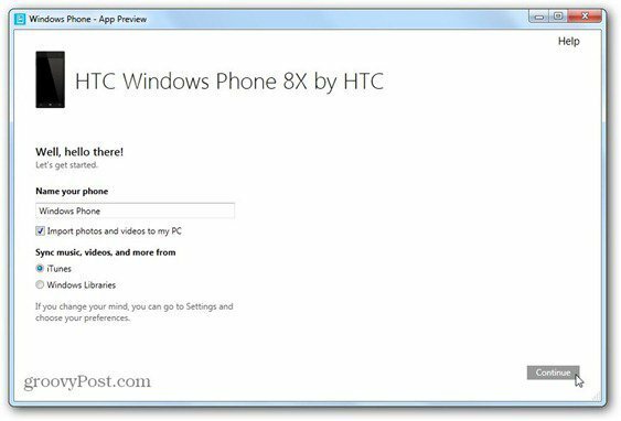 Windowsi telefon 8 Windowsi telefoni rakendus töölaua eesnime jaoks telefon otsustab, mida sünkroonida