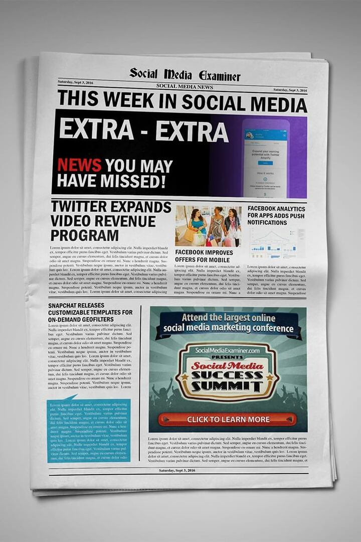 Twitter avab 3. septembriks 2016 esituseelsed videoreklaamid ja videotulude jagamise ning muud sotsiaalmeedia uudised.