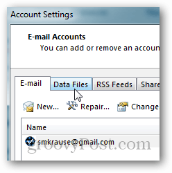 kuidas luua Outlooki 2013 pst-faili - klõpsake andmefaili