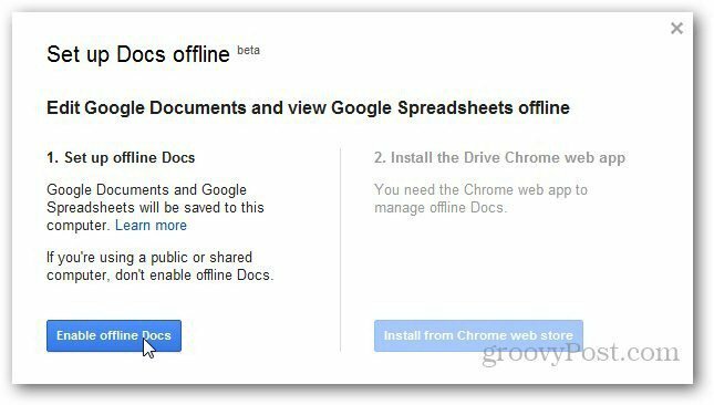 Google'i dokumentide võrguühenduseta lubamine ja seadistamine