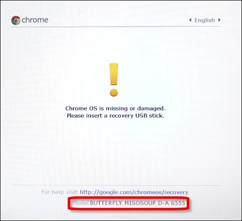 Chrome OS puudub või on kahjustatud