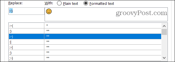 Vormindatud tekstiasendused Wordis Windowsis