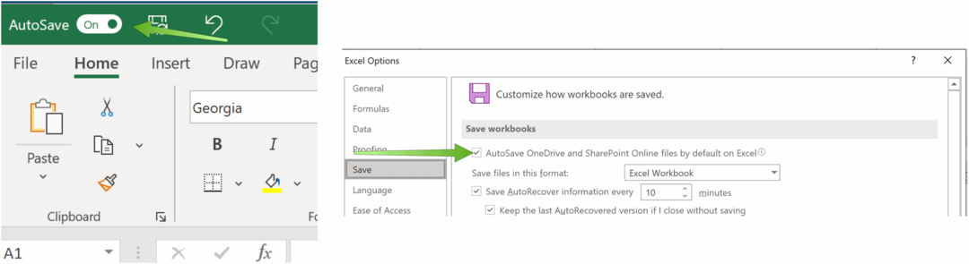 Exceli failide salvestamine rakendusse OneDrive Microsoft Exceli automaatne salvestamine