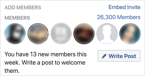 Uute Facebooki grupi liikmete tervitamiseks klõpsake nuppu Kirjuta postitus.