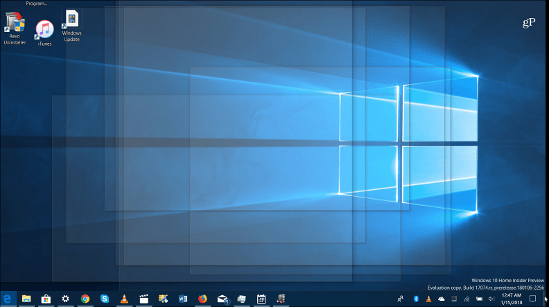 Töölaua piilumise funktsioon Windows 10