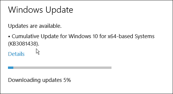 Microsofti kolmas Windows 10 kumulatiivne värskendus (KB3081438)