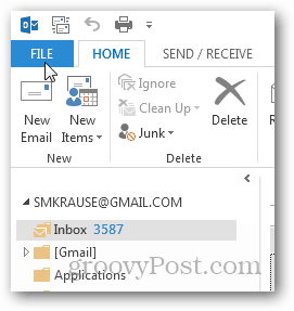 kuidas luua Outlook 2013 pst-faili - klõpsake faili