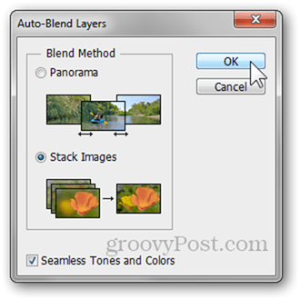kihtide automaatse segamise valikud õmblusteta toonid värvid Photoshopi fotograafia õpetus