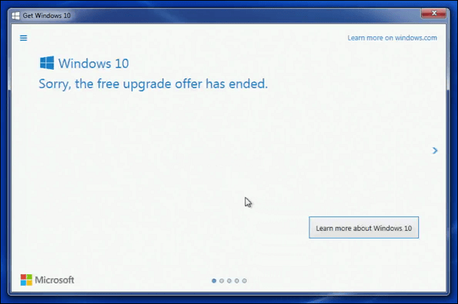 Microsoft soovitab klientidel pöörduda tugiteenuste poole Windows 10 versiooniuuenduste osas, mida pole tähtajaks lõpule viidud