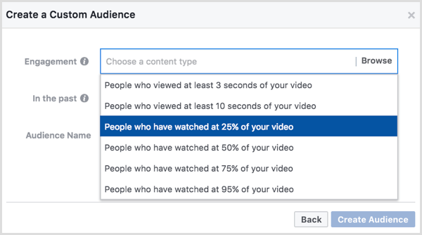 Facebooki kohandatud vaatajaskond videovaatamiste põhjal