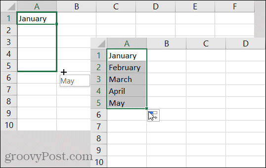 Exceli automaatse täitmise kuud
