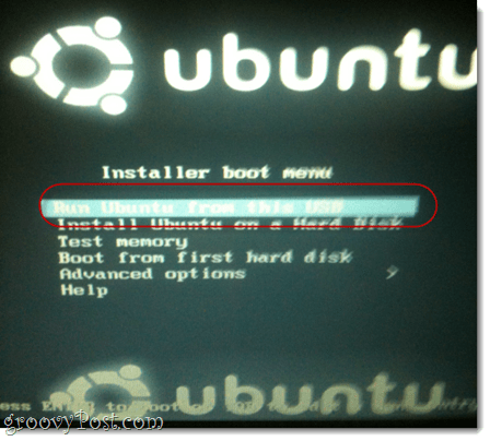 käivitage ubuntu sellest USB-st